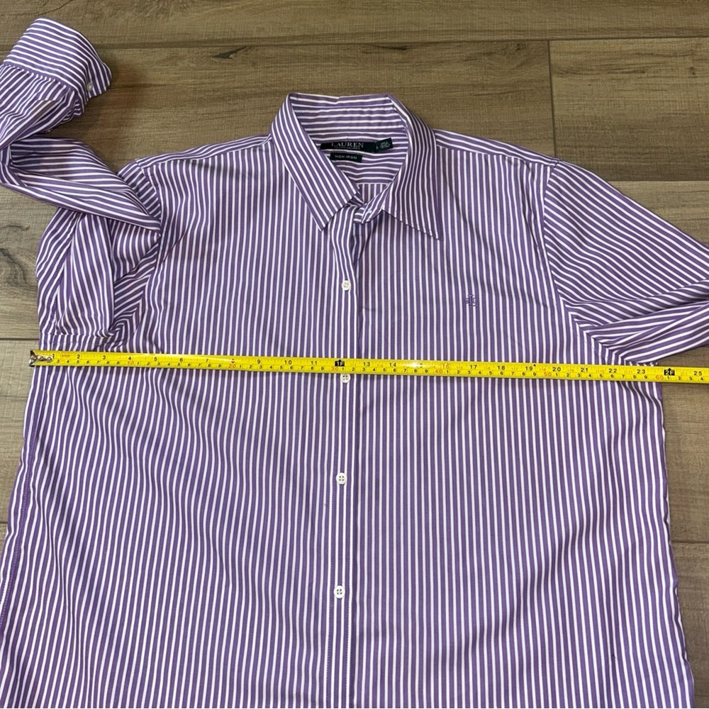Ralph Lauren Womens Button Down Shirt Purple Bengal Striped Classic Preppy  XL - Picture 10 of 10